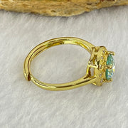 Green and Colourless Cubic Zirconia with Crystals in S925 Sliver Gold Color Ring (Adjustable Size) 1.91g 6.5 by 3.2mm - Huangs Jadeite and Jewelry Pte Ltd