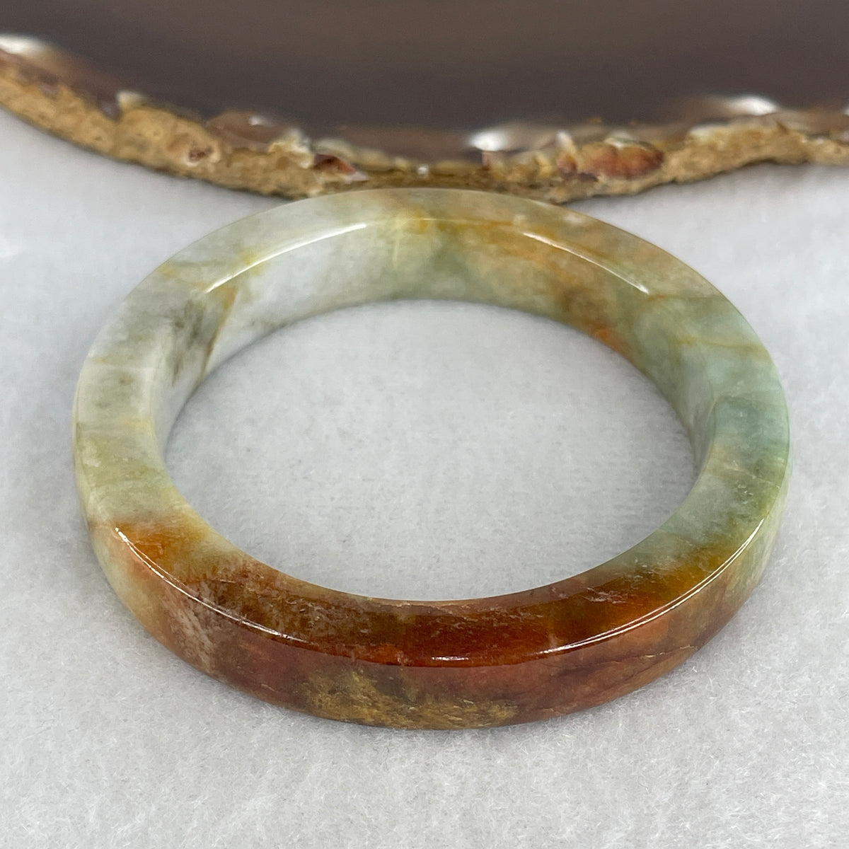 Natural Red with Green Serpentine Bangle | 52.3mm Inner Diameter (53.54g | 11.1×9.5mm |  Heart & Sacral Chakra Vitality, Dual Wealth & Protection Shield) (External Line)