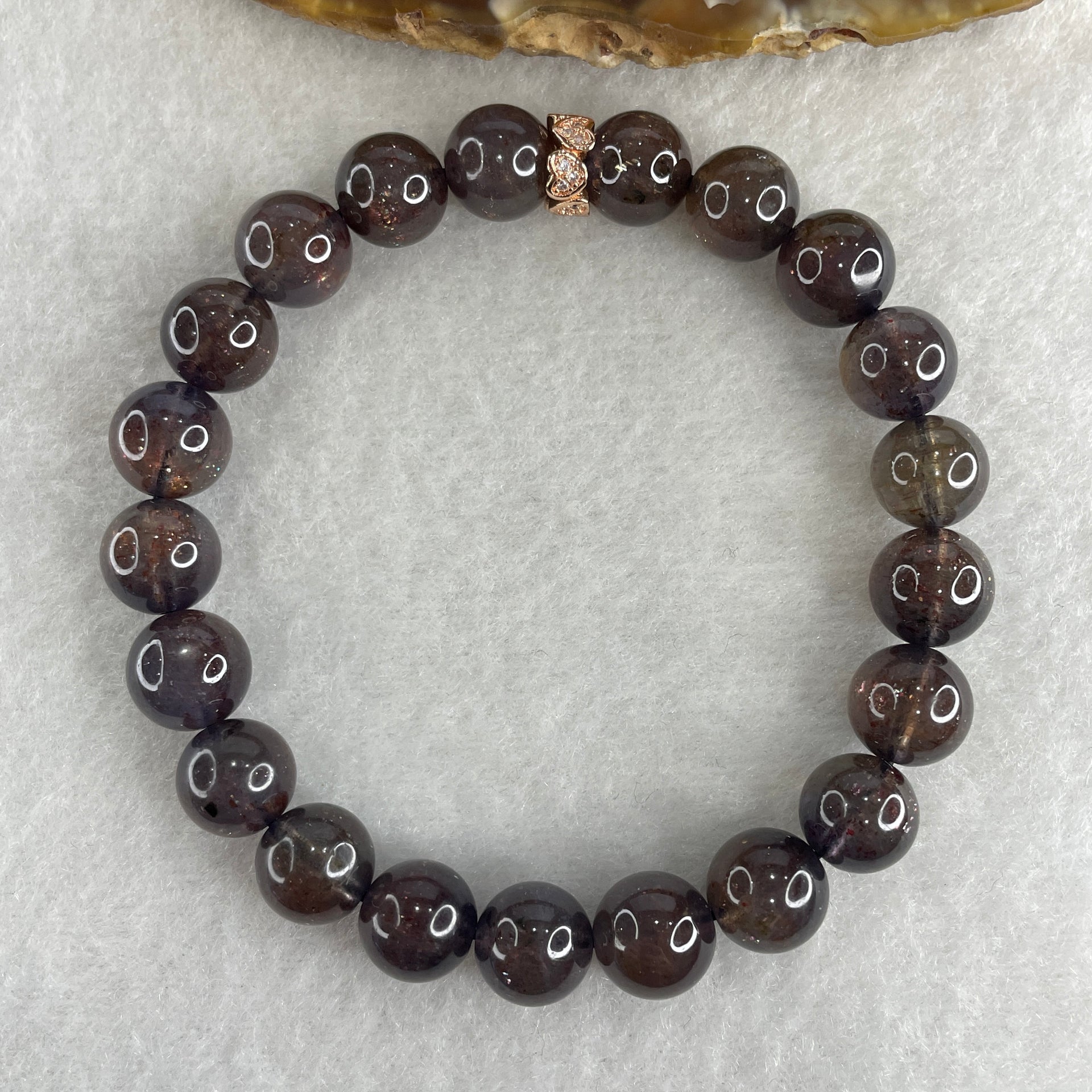 Good Grade Natural Purple Iolite Beads Bracelet 22.53g 16cm 9.4mm 21 Beads - Huangs Jadeite and Jewelry Pte Ltd