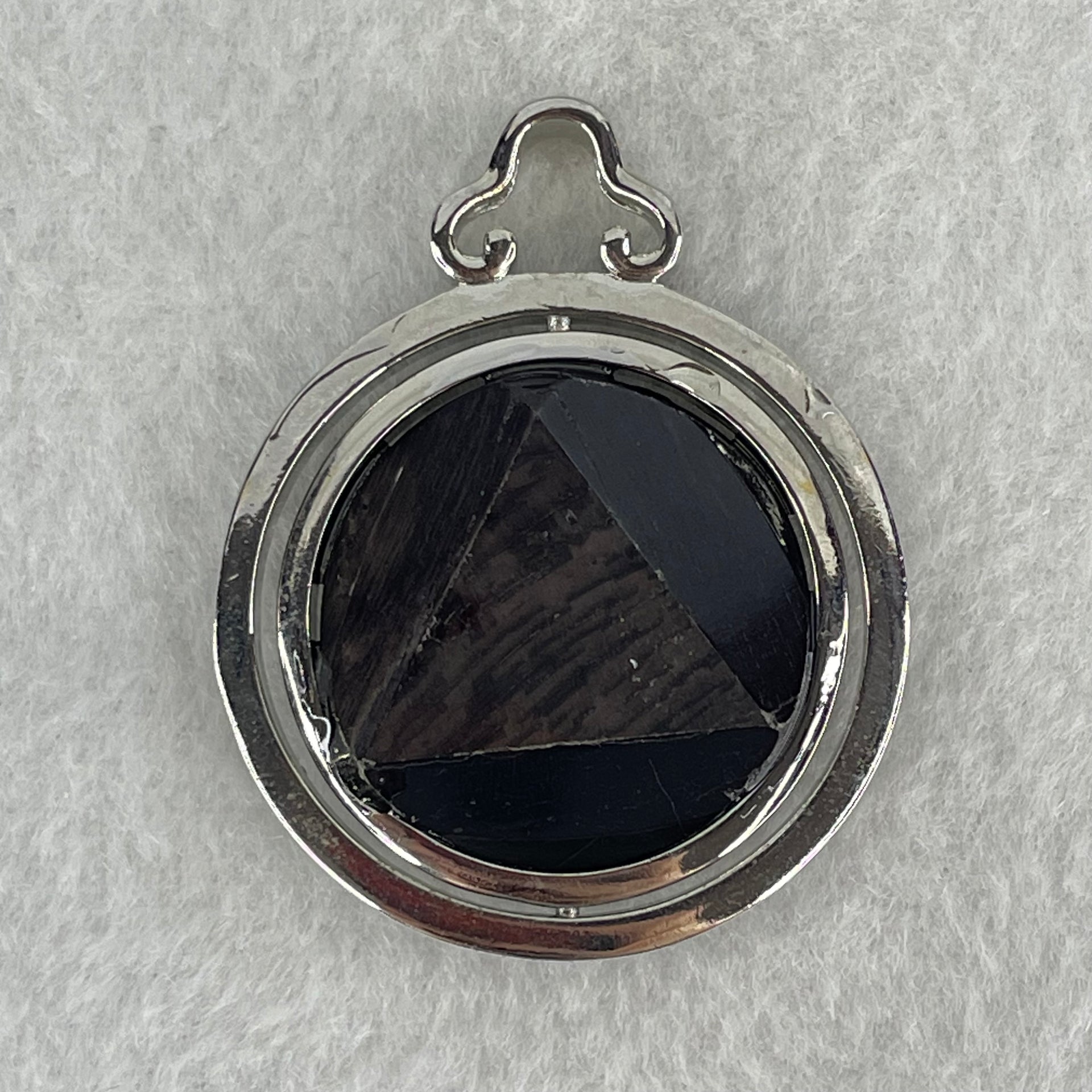 Natural Hypersthene in Stainless Steel Pendant 23.00g 25.0 by 8.8mm - Huangs Jadeite and Jewelry Pte Ltd