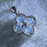 Above Average Grade Rare Natural Blue Dumortierite Rutilated Quartz in S925 Four Leaf Clover Pendant 2.22g 4.0mm 4pcs - Huangs Jadeite and Jewelry Pte Ltd