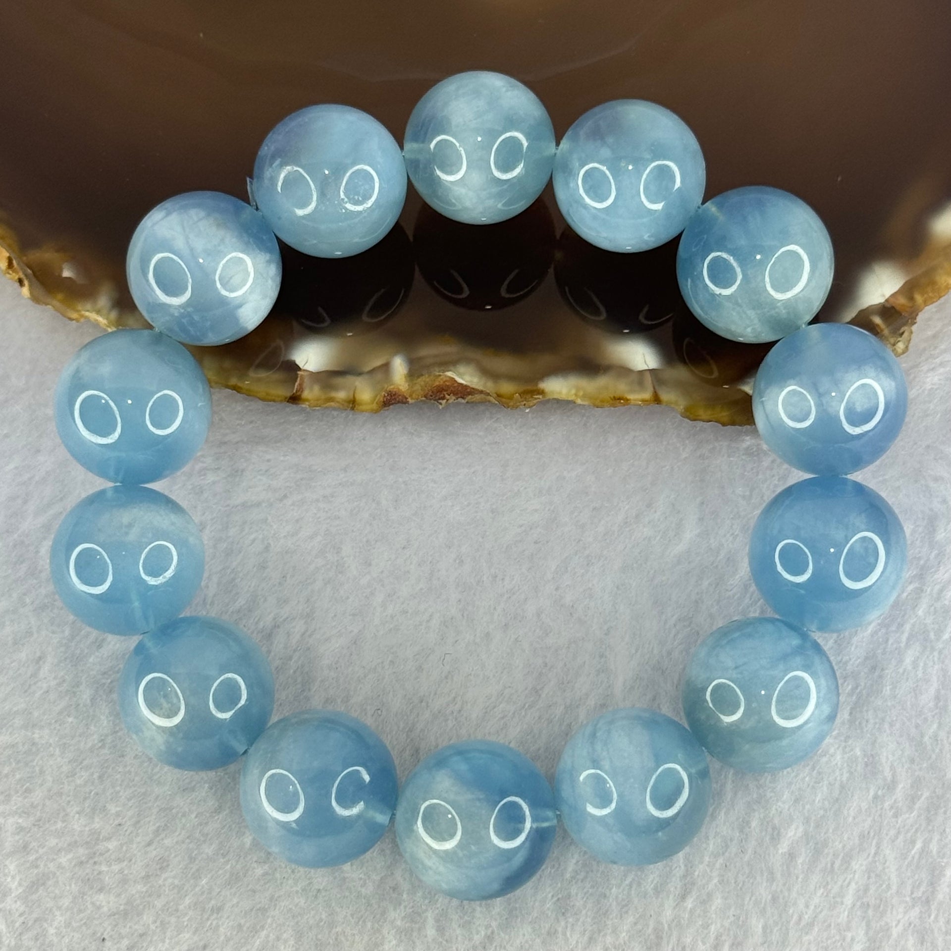 Natural Aquamarine Beads Bracelet 67.80g 18cm 15.3mm 14 Beads - Huangs Jadeite and Jewelry Pte Ltd