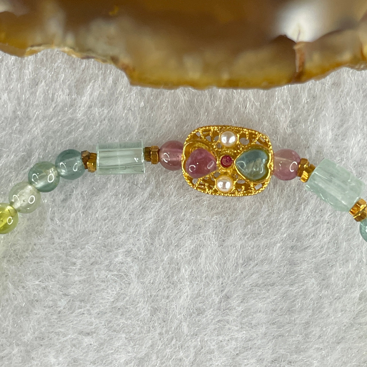 Very Good Grade Natural Rainbow Tourmaline Beads Bracelet 2.63g 14cm 3.2mm 45 Beads