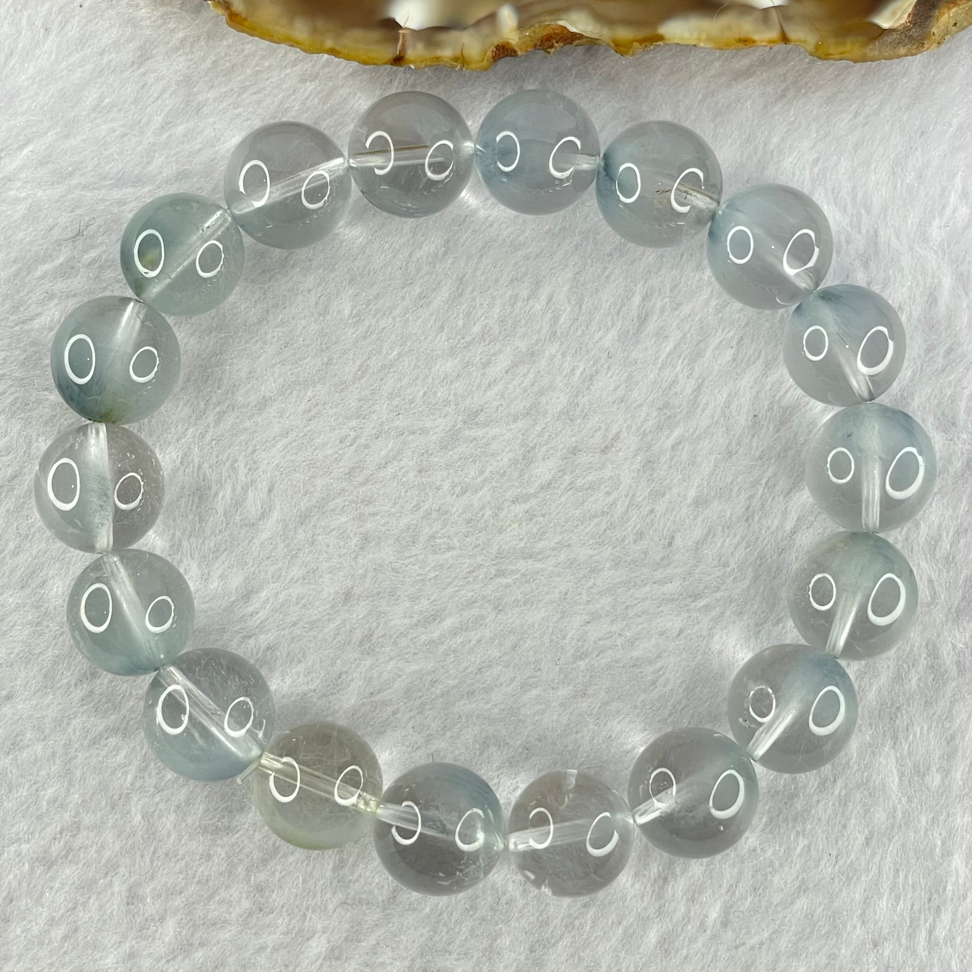 Good Grade Natural Blue Rutilated Quartz Bracelet 41.28g 18.5cm 12.0mm 18 Beads - Huangs Jadeite and Jewelry Pte Ltd