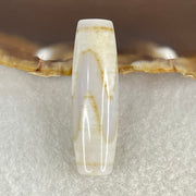Natural Powerful Tibetan Old Oily White Agate Tiger Tooth Daluo Dzi Bead Heavenly Master (Tian Zhu) 9.21g 39.3 by 12.0mm - Huangs Jadeite and Jewelry Pte Ltd