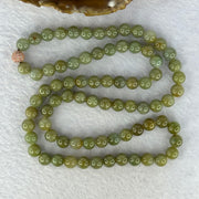 Type A Green with Yellow Jadeite Beads Necklace 72.55g 60cm 8.3mm 78 Beads - Huangs Jadeite and Jewelry Pte Ltd