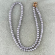 Type A Full Lavender Jadeite Beads Necklace 44.24g 64cm 6.1mm 108 Beads - Huangs Jadeite and Jewelry Pte Ltd