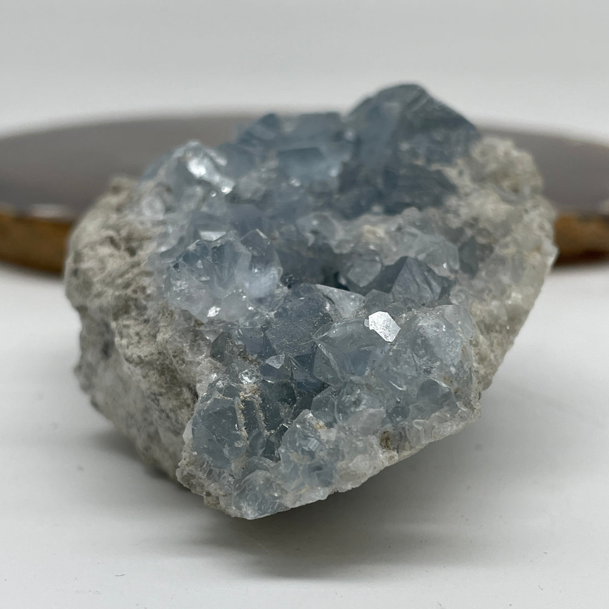 Natural Celestine Rough Display | Sky-Blue Prismatic Crystal Geode Cluster Bed (315.30g | 100.0 x 62.3 x 38.9mm | "Stone of Heavenly Peace & Intuitive Wisdom" Tranquility Geode Anchor, Feng Shui Sanctuary Space Purifier)