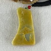 Natural Type A Yellow Jadeite Shan Shui Scenic with Gui Ren Benefactor 99.67g 66.1 by 39.8 by 17.2mm (Burned) - Huangs Jadeite and Jewelry Pte Ltd