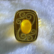 Natural Butterscotch with Yellow Amber in  Sliver Gold Color Ring (Adjustable Size) 7.50g 10.2 by 6.9 by 3.5mm - Huangs Jadeite and Jewelry Pte Ltd