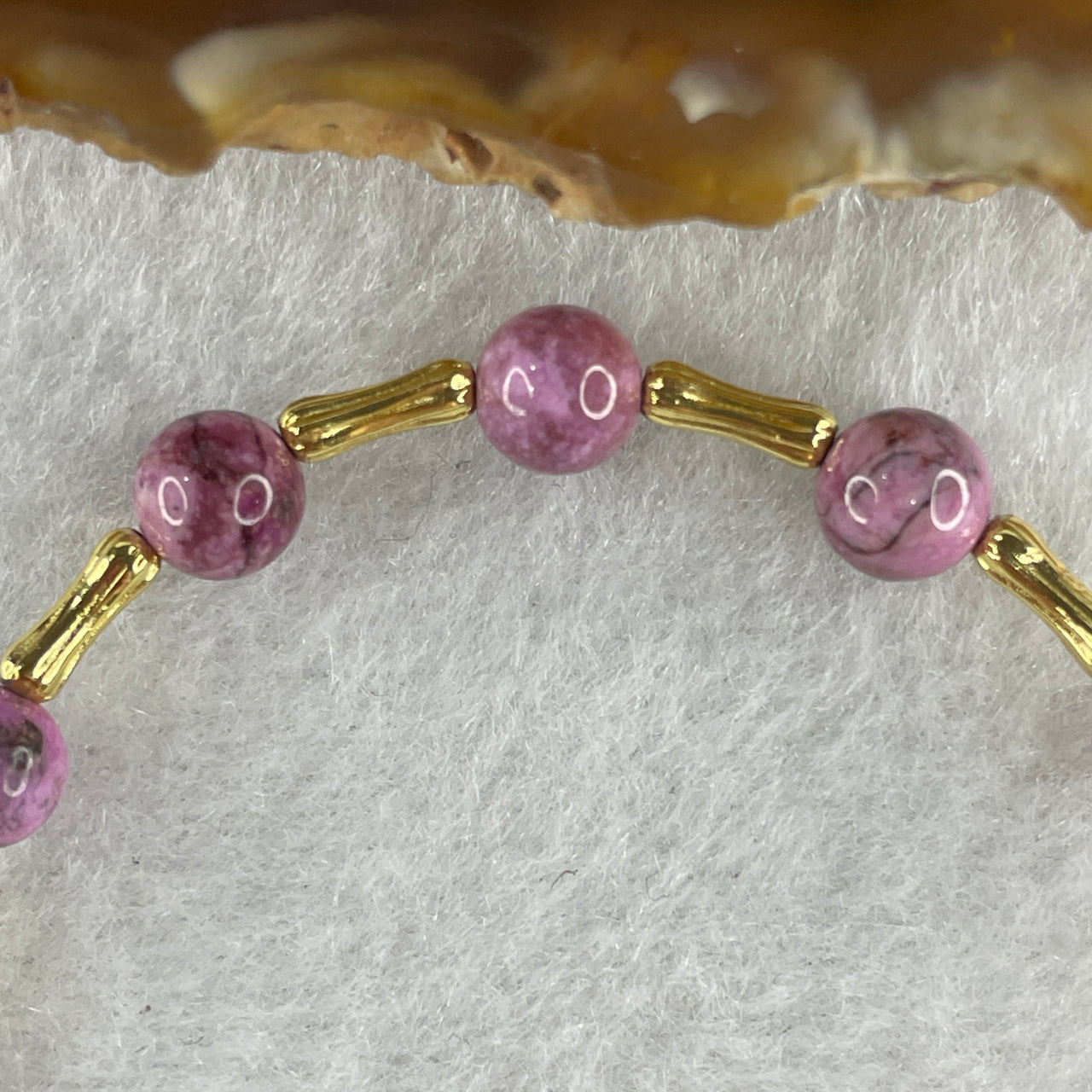 Natural Lepidolite Beads Bracelet with Charms 5.57g 15cm 6.1mm 14Beads