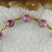 Natural Lepidolite Beads Bracelet with Charms 5.57g 15cm 6.1mm 14Beads - Huangs Jadeite and Jewelry Pte Ltd