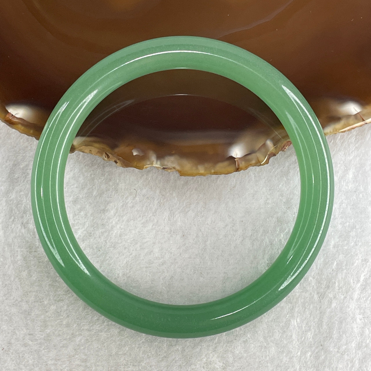 Natural Green Agate Chalcedony Bangle 33.60g Inner Diameter 60.7mm 8.9 by 9.0mm (Perfect) - Huangs Jadeite and Jewelry Pte Ltd