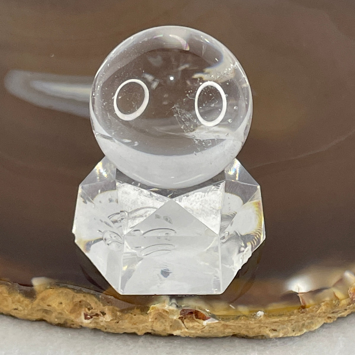 Good Grade Clear Quartz Sphere Display with Clear Acrylic Stand | Clarity Orb & Pure Light Focus Accent (23.27g | 25.5x35.0mm | Harmonizer, Energy Amplifier, Mind De-Clutterer & Feng Shui Purification Anchor)