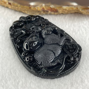 Type A Opaque to Partial Translucent Black Omphacite Jadeite Rat Pendant 25.17g 59.7 by 40.3 by 9.4mm - Huangs Jadeite and Jewelry Pte Ltd