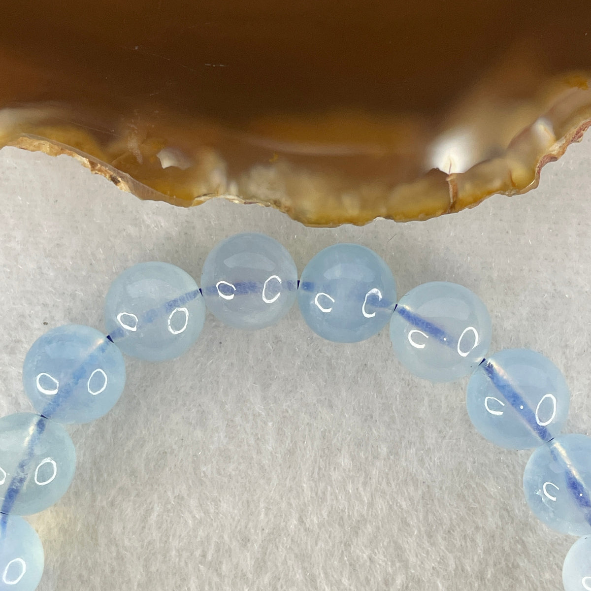 Certified Natural Average Grade Aquamarine Beads Bracelet | 16cm Strand of 20 Beads 9.8mm (24.98g | Serene Calm, Fluid Communication & Water Element Energy Shield)