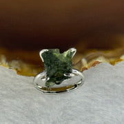 Natural Czech Republic Moldavite Meteorite Crystal in S925 Sliver Ring (Adjustable Size) 天然捷克陨石925银戒指 4.01g 15.1 by 10.4 by 8.2mm - Huangs Jadeite and Jewelry Pte Ltd