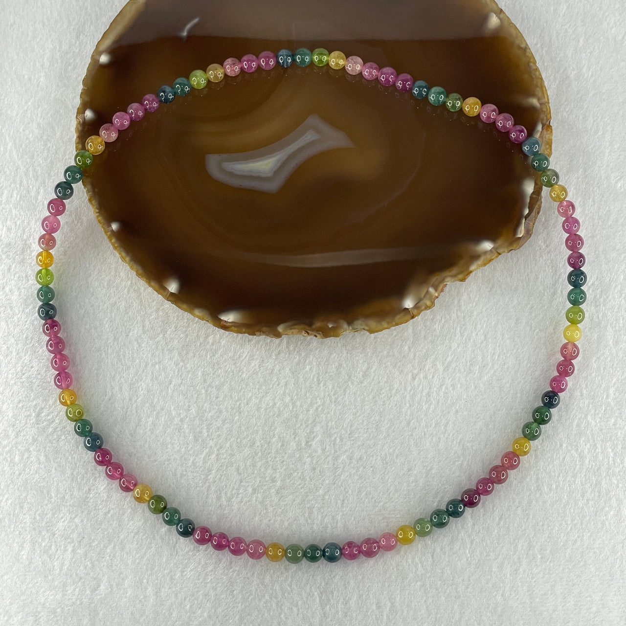 Good Grade Natural Intense Rainbow Tourmaline Crystal Beads Necklace 32.54g 52cm 6.3mm 90 Beads