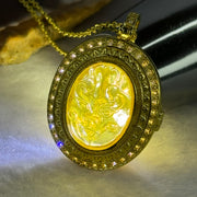 Natural Yellow Amber Dragon Head in Gold Color Locket Necklace 9.53g 19.3 by 14.2 by 4.0mm - Huangs Jadeite and Jewelry Pte Ltd