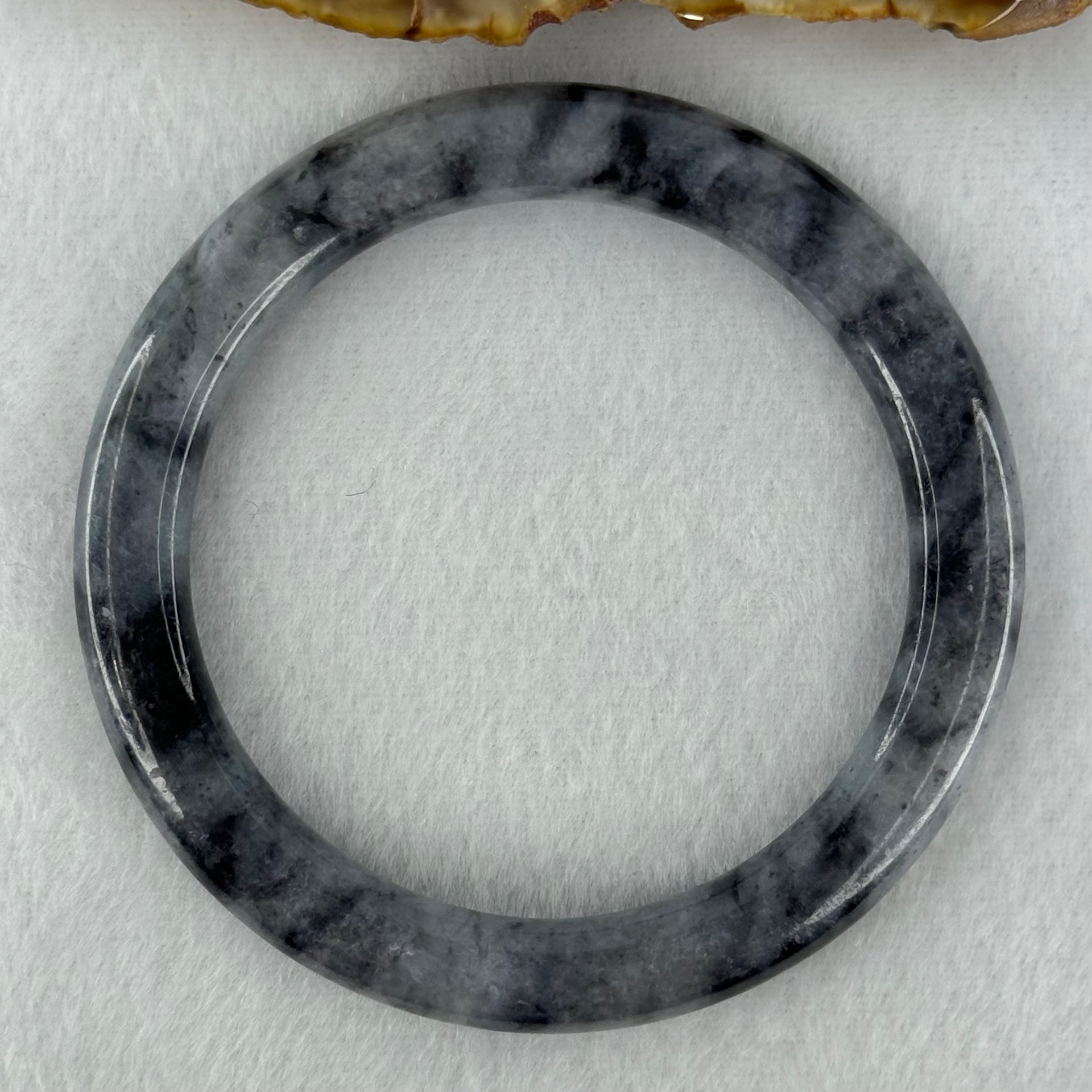 Type A Wuji Grey Black Piao Hua Jadeite Bangle Internal Diameter 55.4mm 39.68g 7.9 by 9.4mm (Slight Internal Lines) - Huangs Jadeite and Jewelry Pte Ltd