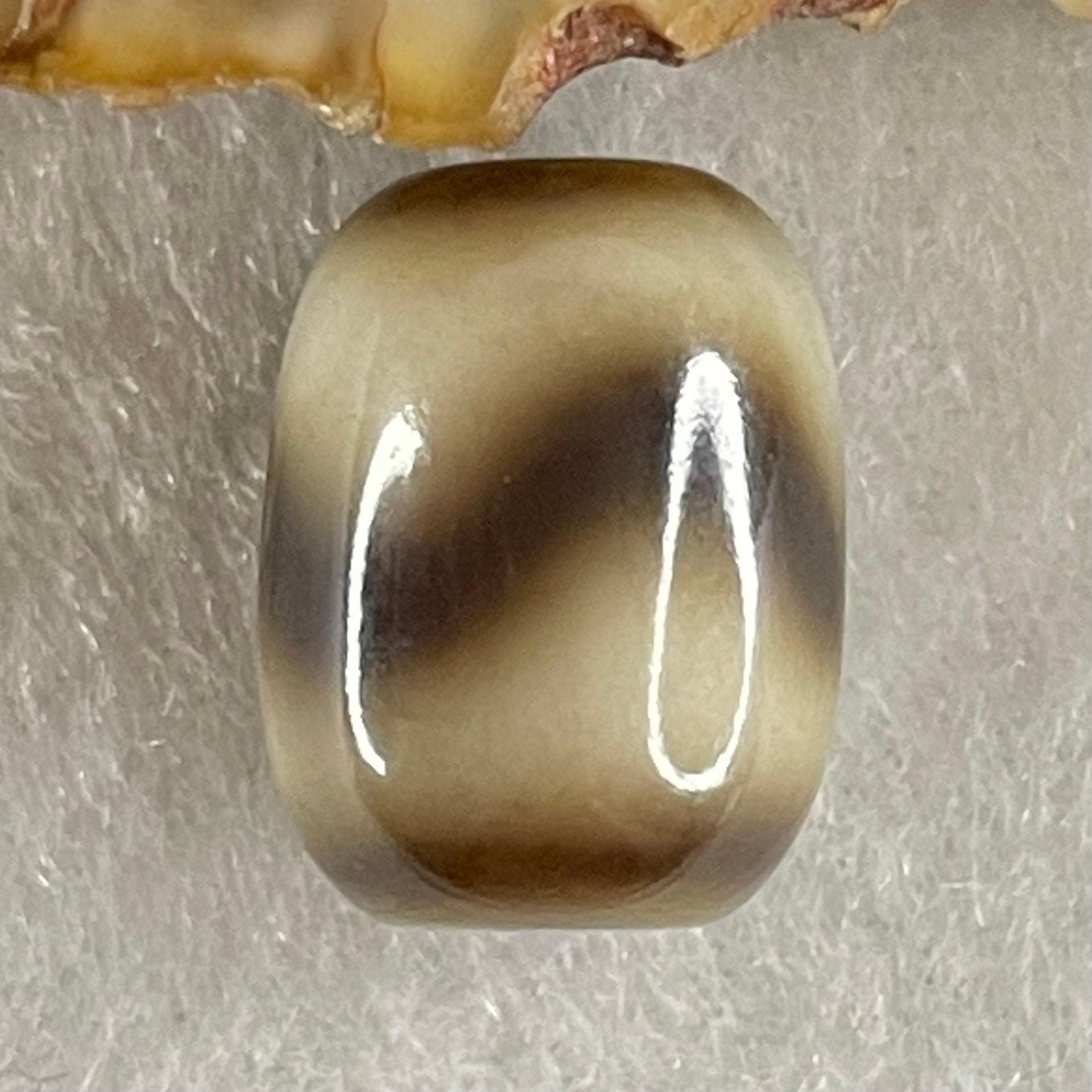 Natural Powerful Tibetan Old Oily Agate Tiger Tooth Daluo Dzi Bead Heavenly Master (Tian Zhu) 2.43g 13.7 by 10.6mm - Huangs Jadeite and Jewelry Pte Ltd