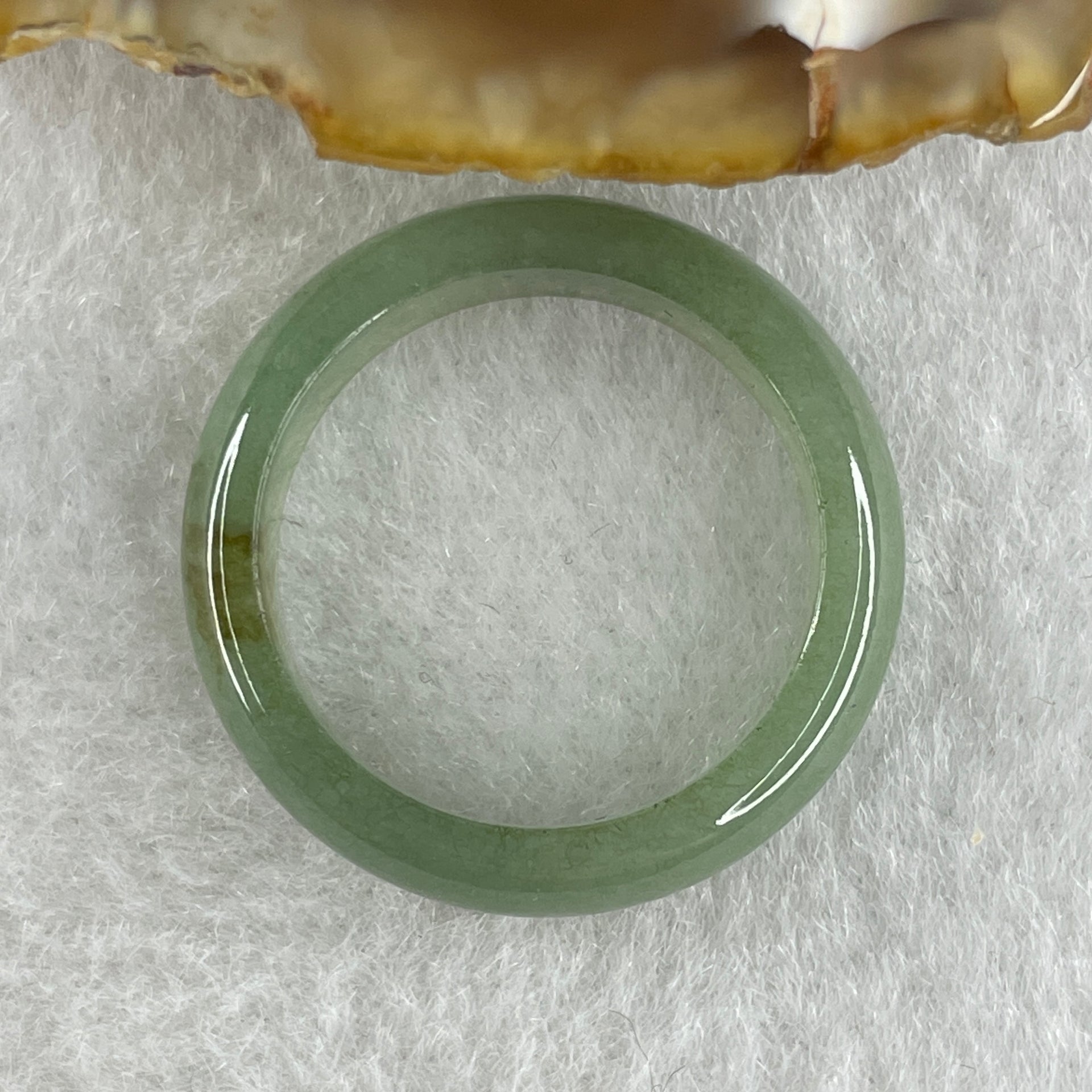 Type A Natural Green with Brownish Spot Jadeite Ring 2.87g 5.4 by 3.0mm US 7.5 HK 16.5 (Very Very Slight Internal Line) - Huangs Jadeite and Jewelry Pte Ltd