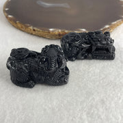 Certified Natural Type A Black Omphacite Jadeite Pixiu pair Pendant Each About 62.04g 50.6 by 28.6 by 21.4mm And 64.08g 50.0 by 27.5 by 22.7mm - Huangs Jadeite and Jewelry Pte Ltd