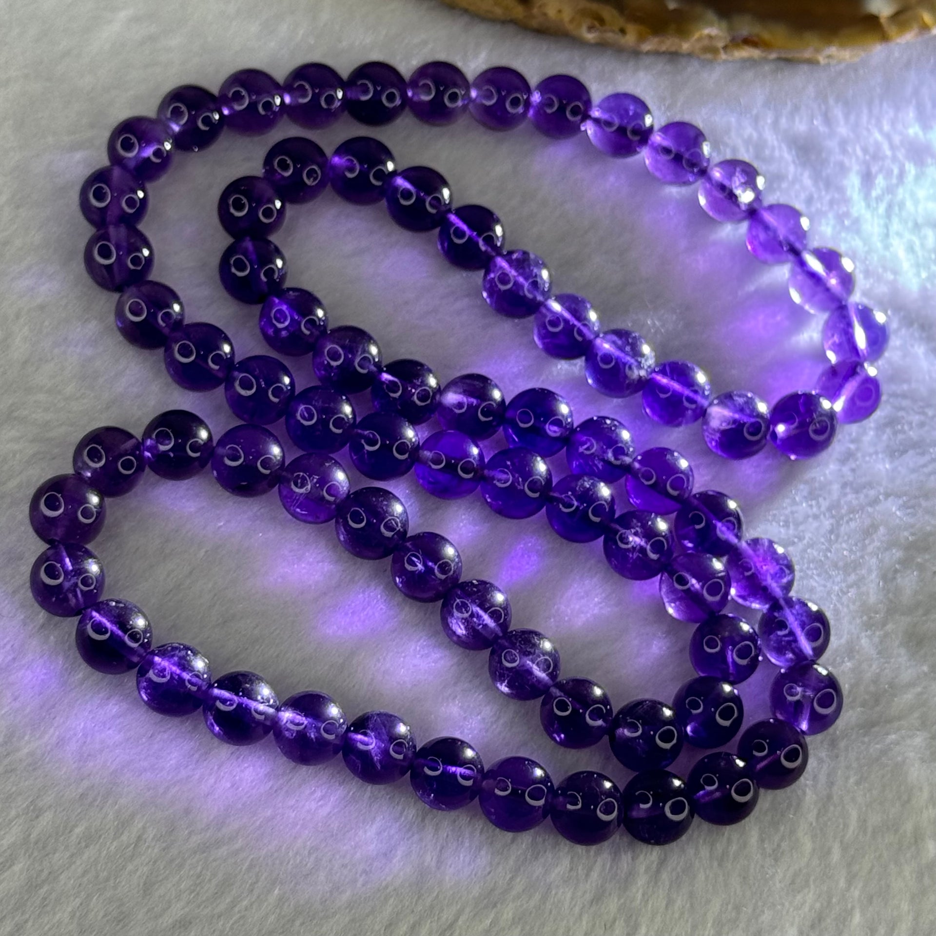 Good Grade Natural Amethyst Necklace 46.64g 53cm 7.8mm 75 Beads - Huangs Jadeite and Jewelry Pte Ltd