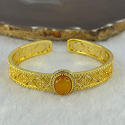 Natural Butterscotch Yellow Amber Beads in Gold Color Bracelet 27.79g 11.3 by 9.5 by 4.0mm - Huangs Jadeite and Jewelry Pte Ltd