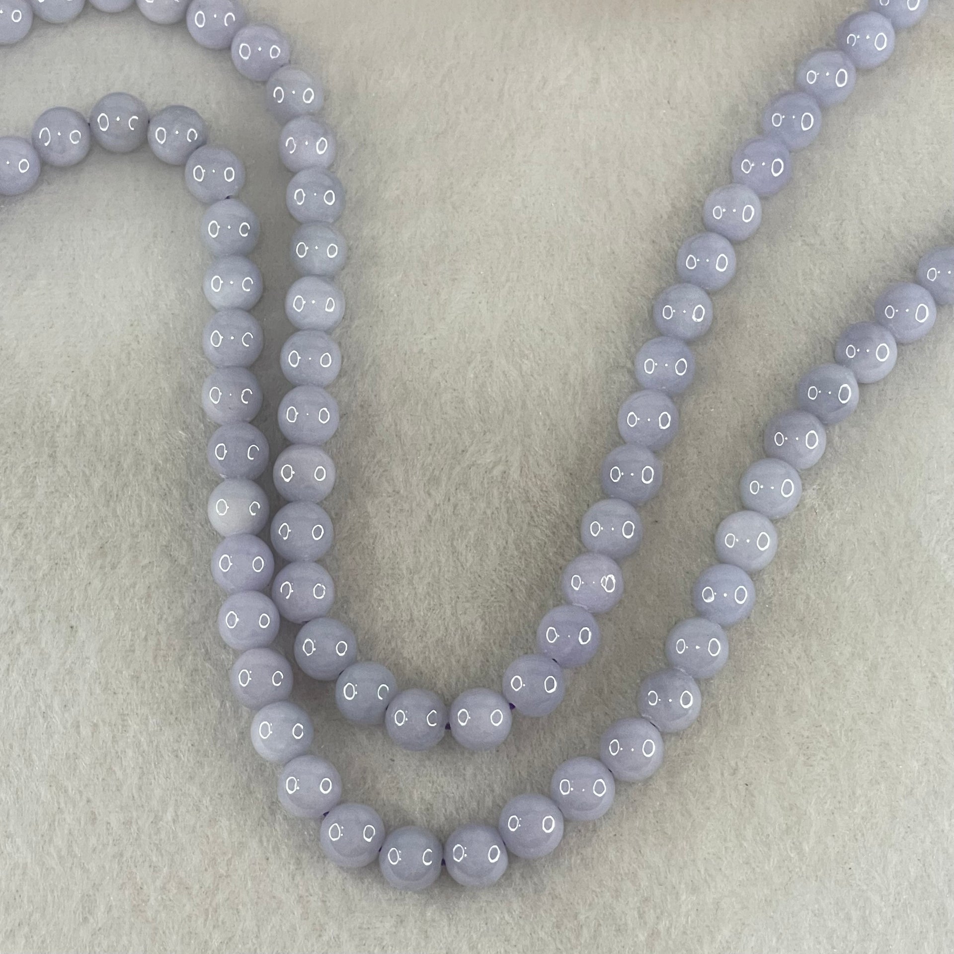 Type A Full Lavender Jadeite Beads Necklace 57.21g 66cm 7.0mm 98 Beads - Huangs Jadeite and Jewelry Pte Ltd