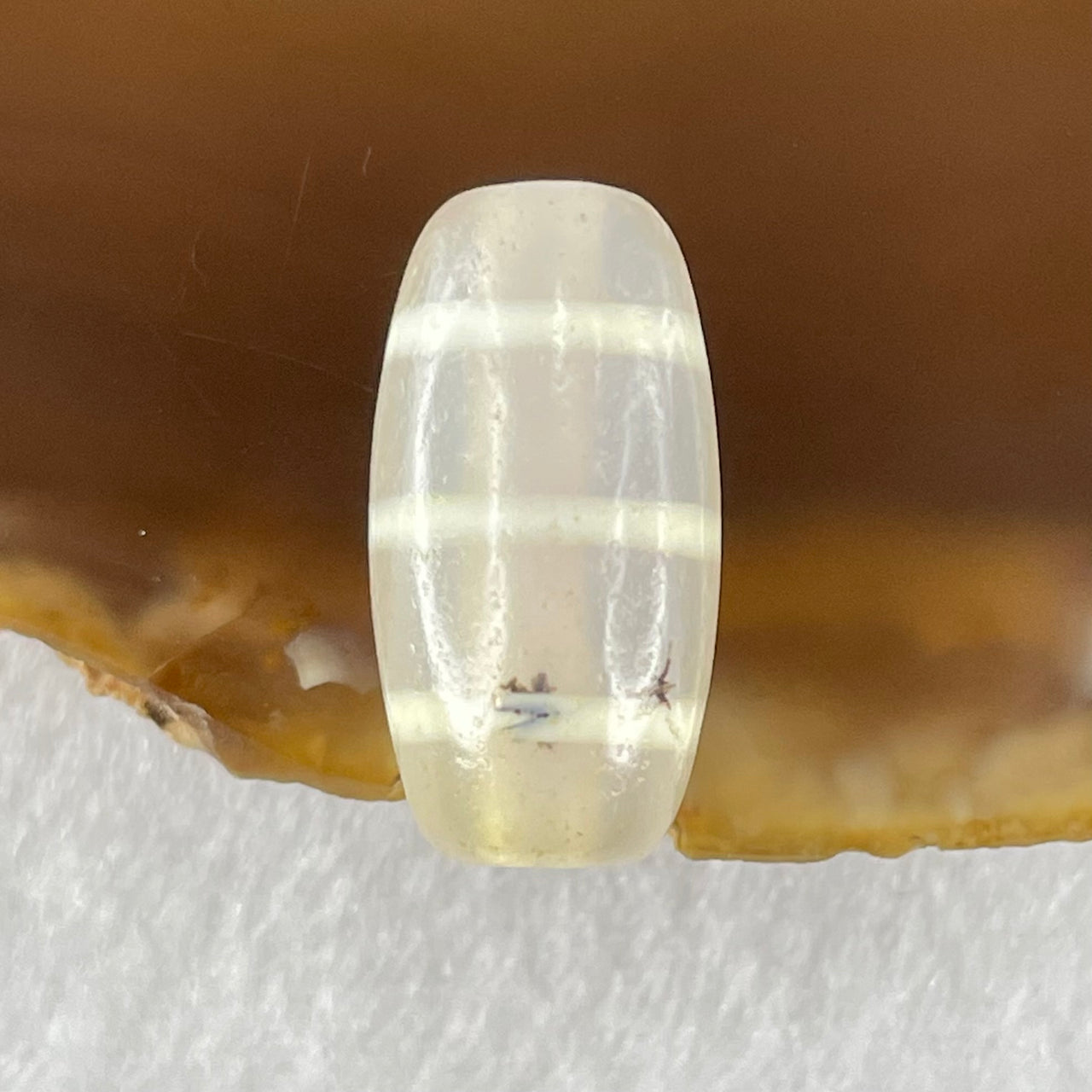 Natural Powerful Tibetan Old Oily Agate 3-Lines Dzi Bead Heavenly Master (Tian Zhu) 三行天诛 3.32g 20.1 by 10.5mm - Huangs Jadeite and Jewelry Pte Ltd