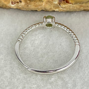 Type A Semi Icy Green Cabochon Jadeite in S925 Sliver Ring (Adjustable Size) 0.98g 3.5 by 1.8mm - Huangs Jadeite and Jewelry Pte Ltd
