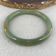 Natural Type A Green with Yellowish Jadeite Full Round Ding Dang Bangle |(24.55g | 50.9mm Inner Diameter | 7.4 x 7.0mm | Close to Perfect | Dual Wealth & Imperial Fortune Anchor, Abundance & Sovereign Bangle) - Huangs Jadeite and Jewelry Pte Ltd