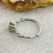 Blueish Green Cubic Zirconia 6.2 by 2.6mm with Crystals In S925 Sliver Ring (Adjustable Size) 1.51g - Huangs Jadeite and Jewelry Pte Ltd