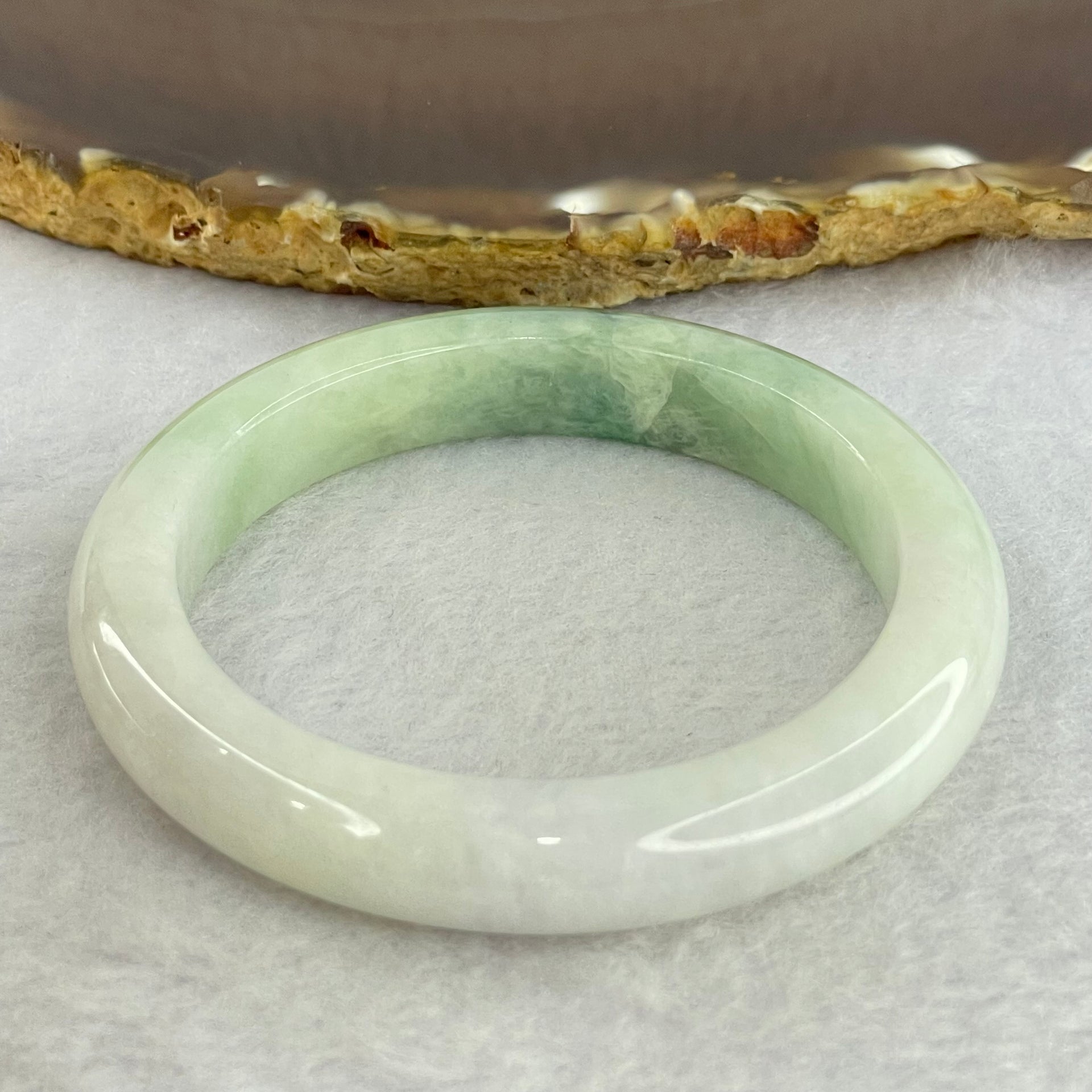 Type A Green Lavender with Dark Green Piao Hua Jadeite Bangle Internal Diameter 52.7mm 44.21g 10.1 by 8.4mm (Slight Internal Lines) - Huangs Jadeite and Jewelry Pte Ltd