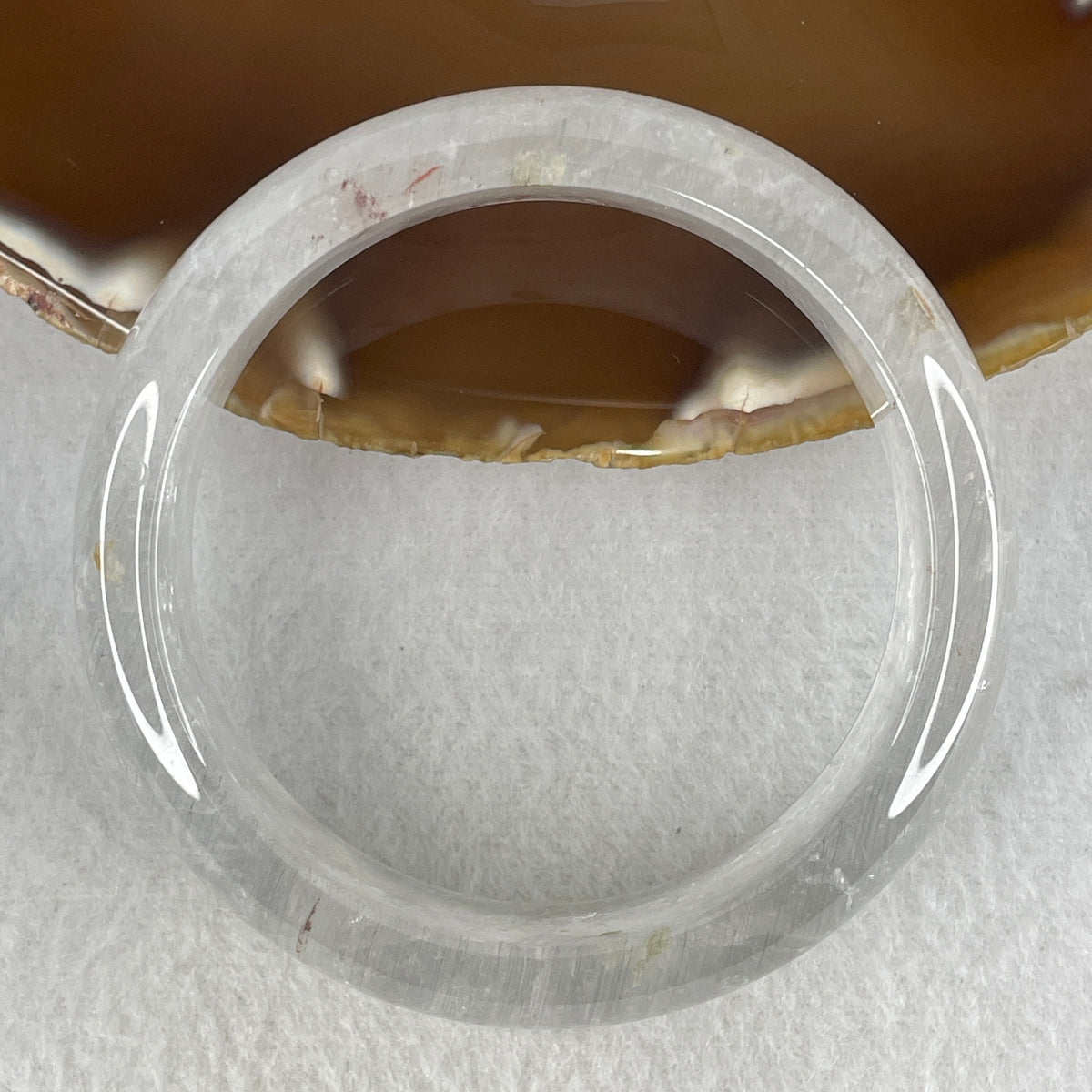 Natural Smoky Quartz Bangle | (48.65g | 54.6mm Inner Diameter | 15.2x8.3mm | Internal Line | Grounder, Emotional Balance, Psychic Defense & Stress Relief)