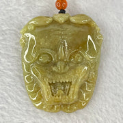 Type A Yellowish Brown Jadeite Tiger Head Pendent 48.59g 49.3 by 42.1 by 12.0mm - Huangs Jadeite and Jewelry Pte Ltd