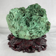 Natural Malachite with Wooden Stand Display 6,768.1g 210.0 by 150.0 by 200.0mm - Huangs Jadeite and Jewelry Pte Ltd