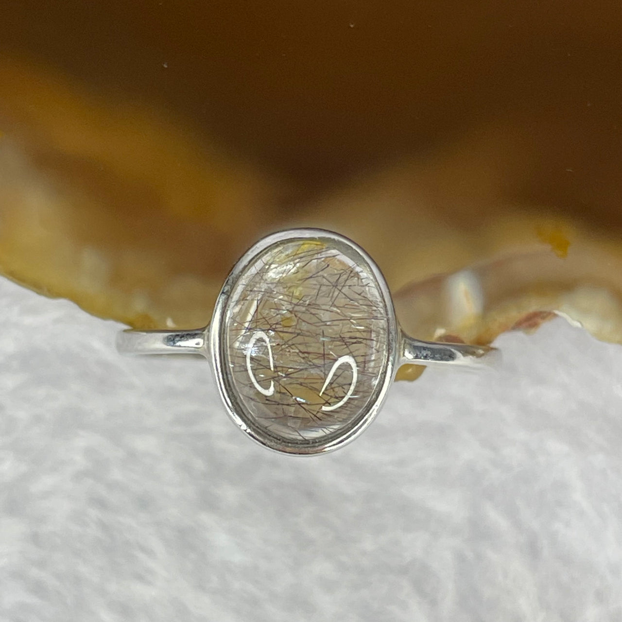 Above Average Grade Natural Super 7 Crystal in 925 Sliver Ring (Adjustable Size) 天然超级七水晶 925 银戒指（可调节尺寸) 1.83g 9.4 by 7.4 by 4.9mm - Huangs Jadeite and Jewelry Pte Ltd