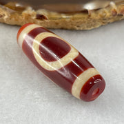 Natural Powerful Tibetan Old Oily Red White Agate One Eye Fire Sign Dzi Bead Heavenly Master (Tian Zhu) 一眼火天珠 10.71g 37.6 by 13.4mm - Huangs Jadeite and Jewelry Pte Ltd