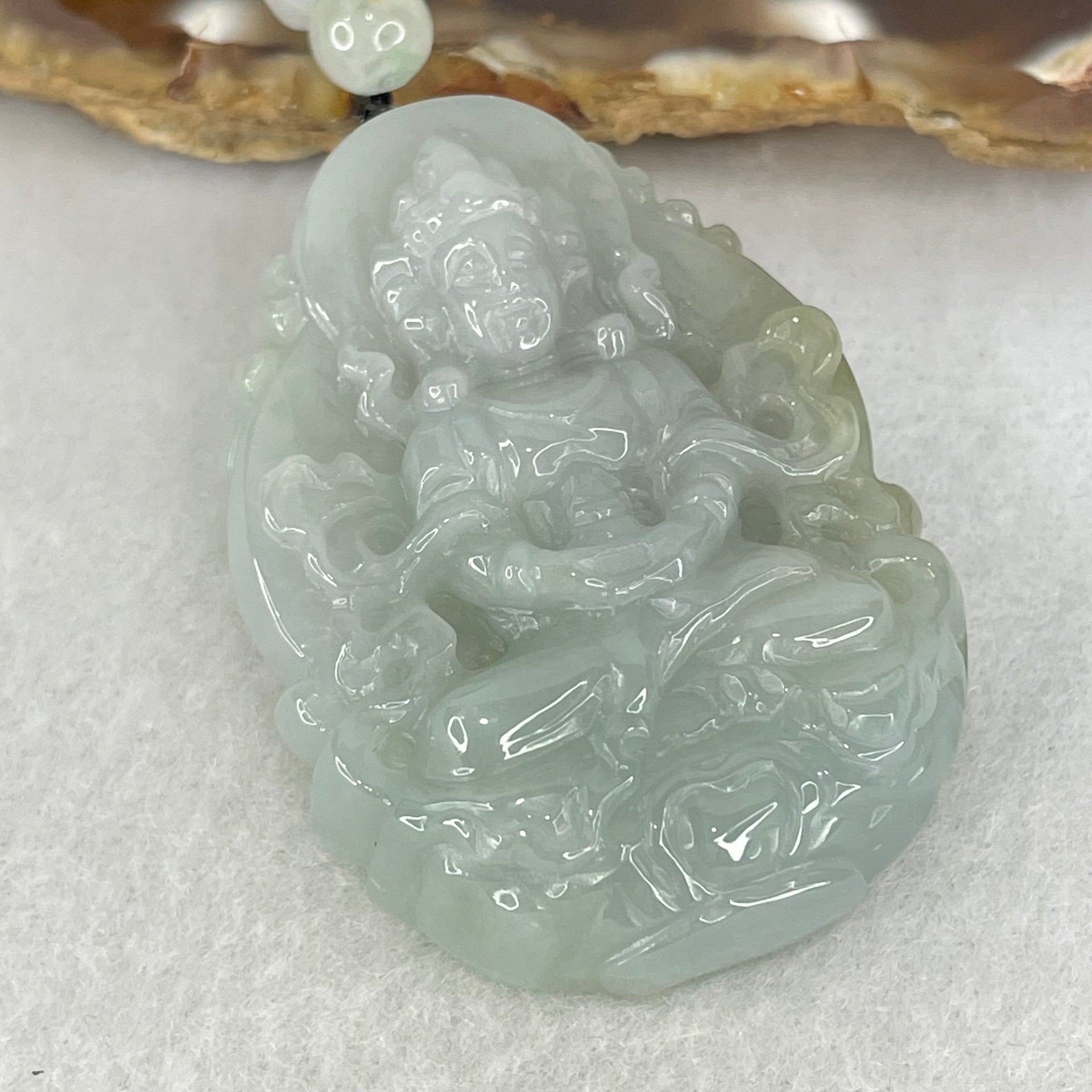 Type A Light Green Lavender Jadeite Guan Yin Tara Pendant 32.80g 45.8 by 32.8 by 11.5mm - Huangs Jadeite and Jewelry Pte Ltd