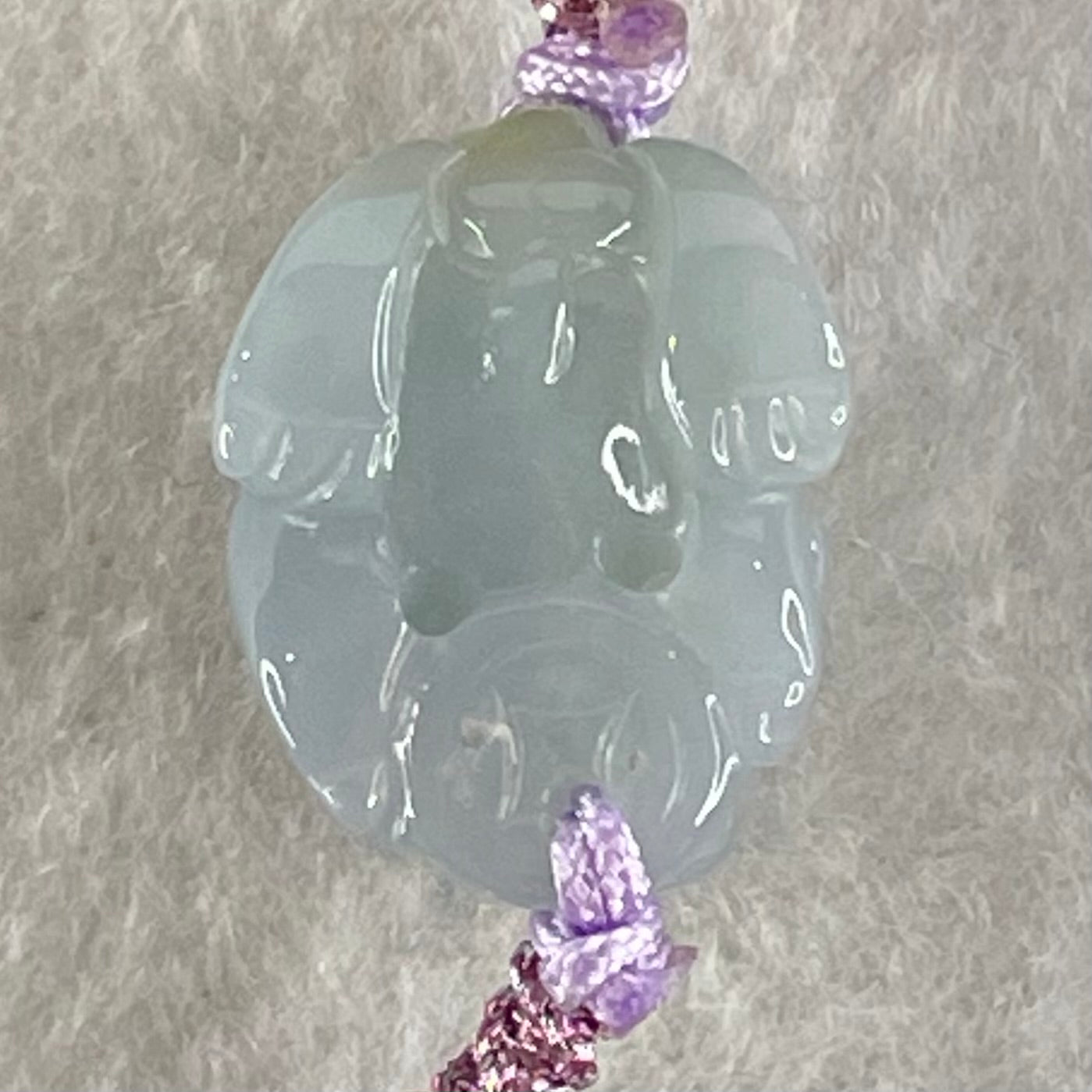 Type A Lavender with Yellow Patch Jadeite Male Pixiu String Bracelet 5.96g 13cm 18.0 by 14.2 by 12.6mm - Huangs Jadeite and Jewelry Pte Ltd