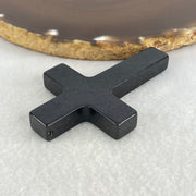 Type A Opaque Black Jadeite Cross Pendant 27.22g 64.6 by 41.3 by 8.0mm - Huangs Jadeite and Jewelry Pte Ltd
