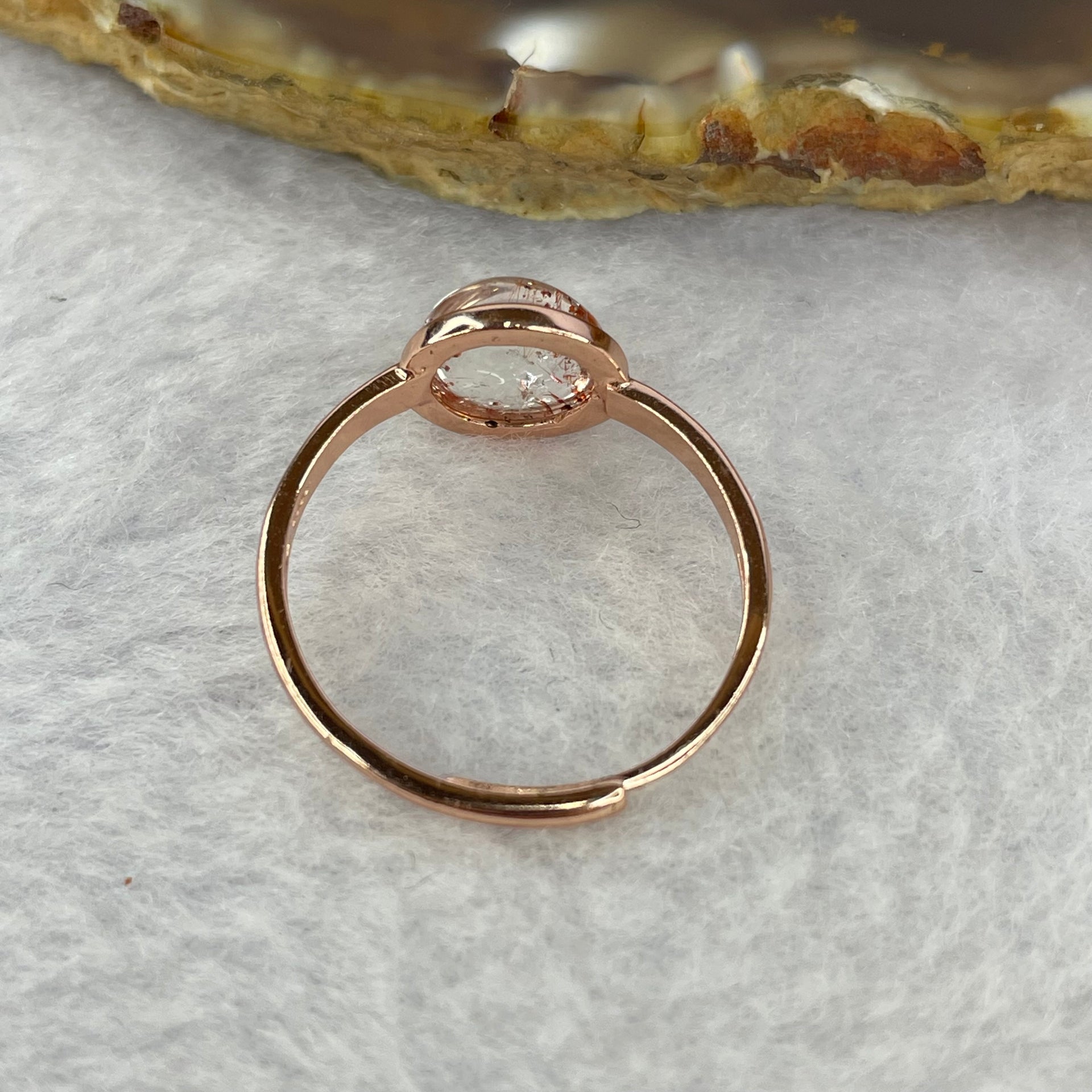Above Average Grade Natural Super 7 Crystal in 925 Sliver Ring in Rose Rose Color (Adjustable Size) 天然超级七水晶 925 银戒指（可调节尺寸) 1.89g 8.3 by 8.3 by 4.3mm - Huangs Jadeite and Jewelry Pte Ltd