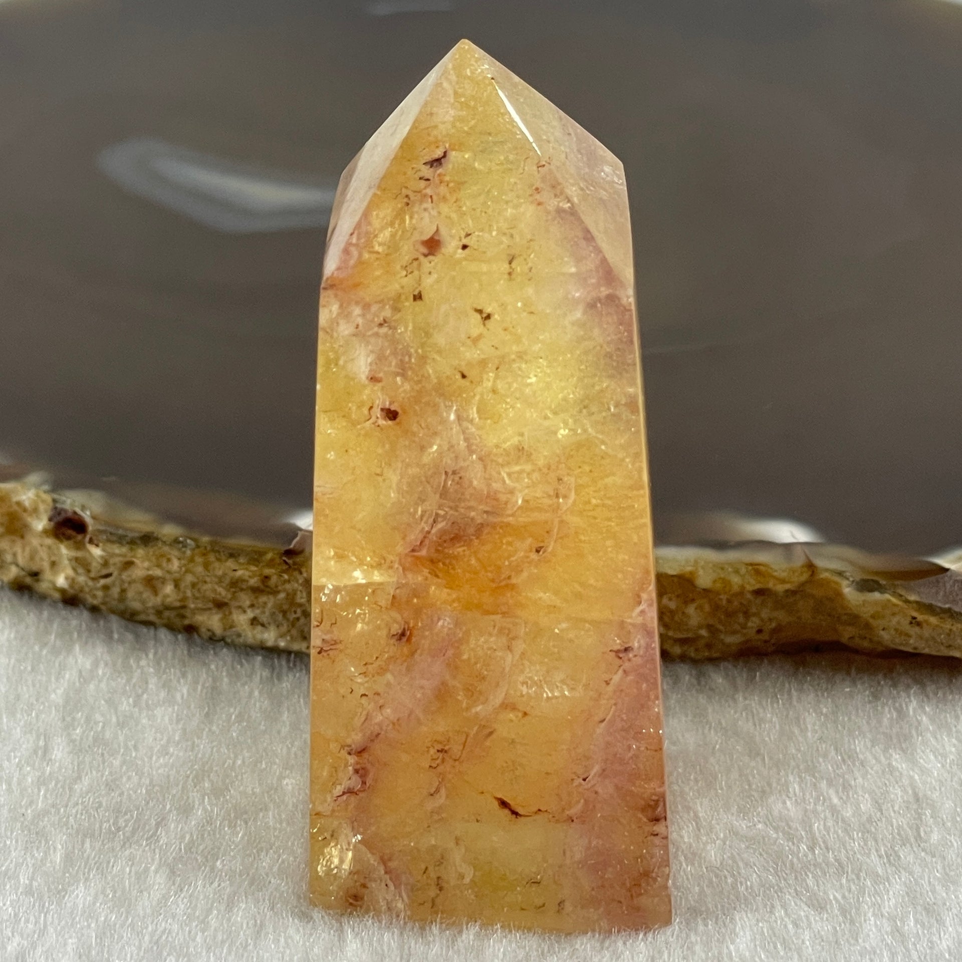 Natural Orange Ferruginous Quartz Crystal Tower Display 72.37g 24.1 by 23.2 by 56.0mm - Huangs Jadeite and Jewelry Pte Ltd