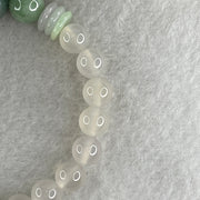 Natural Type A Green Jadeite with White Agate Beads and Donut Bracelet 22.26g 15cm 13.3mm 1Bead - 9.7mm 2 Beads - 8.3mm 17Beads - Huangs Jadeite and Jewelry Pte Ltd