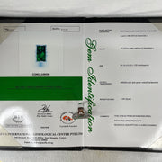 Natural Type A Translucent Old Mine Spicy Green with Dark Green Veins Piao Hua Burma Myanmar Jadeite approx. 24.14 by 13.50 by 1.55mm in 18K White Gold and Natural Diamonds Ring 13.59g (67.93cts) US7.4 HK16.5 BIG Cert. B013415 - Huangs Jadeite and Jewelry Pte Ltd