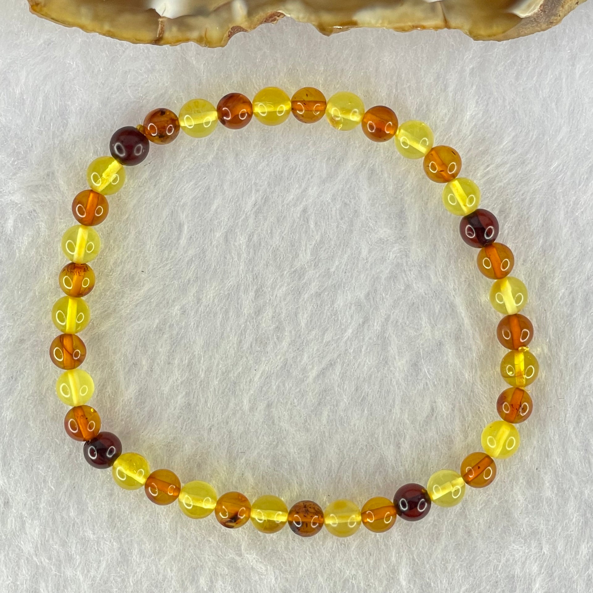 Natural Mixed Color Amber Beads Bracelet 2.53g 16cm 5.2mm 38 Beads - Huangs Jadeite and Jewelry Pte Ltd