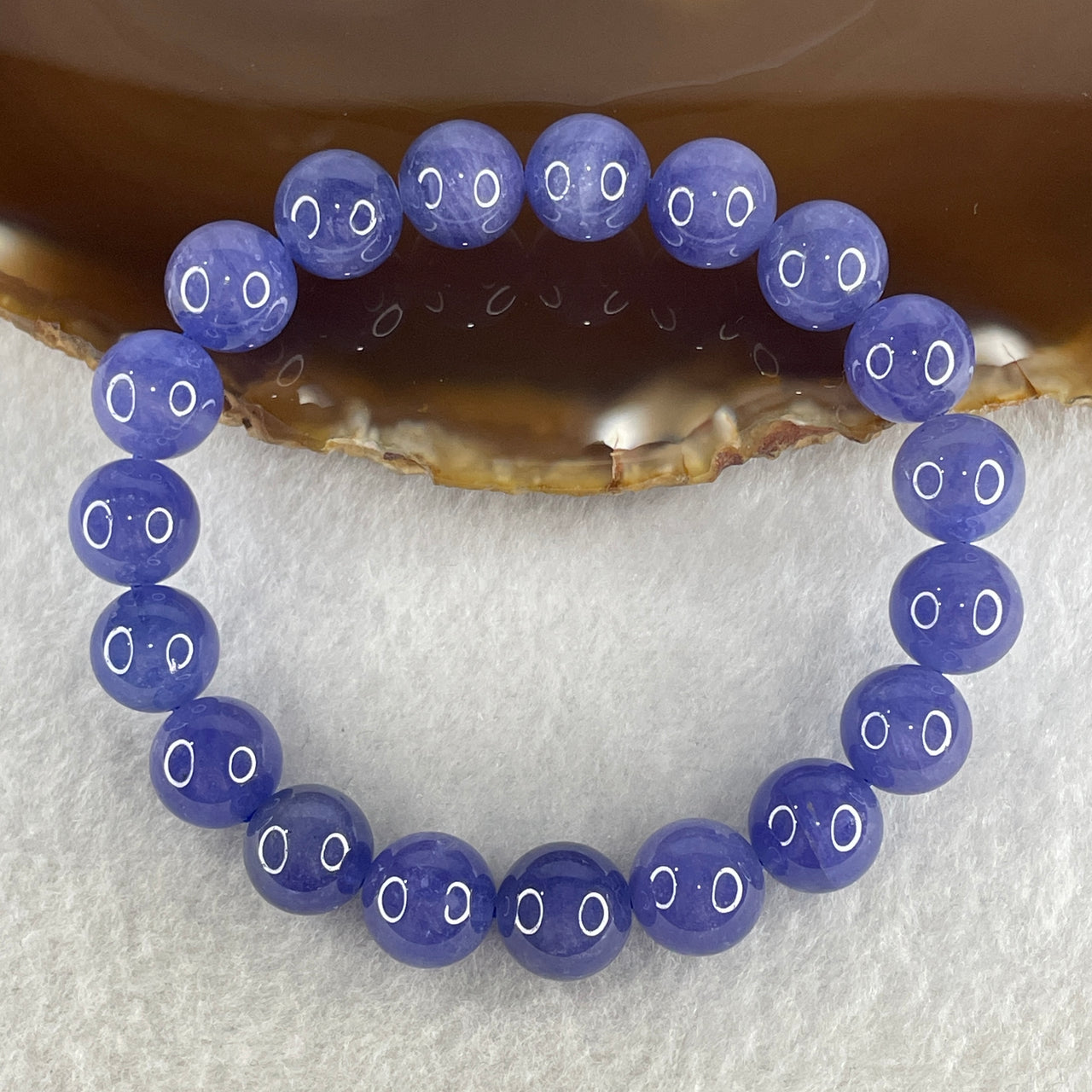 Certified Good Grade Natural Blue Tanzanite Beads Bracelet 40.31g 16.5cm 10.8mm 19Beads - Huangs Jadeite and Jewelry Pte Ltd
