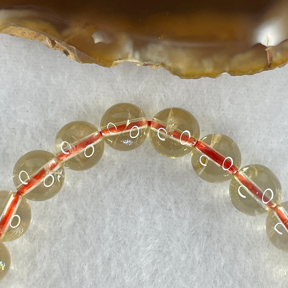 Certified Average Grade Natural Yellow Citrine Crystal Beads Bracelet | 8.3mm Golden Merchant's Stone (18.53g | 17cm Wrist Sizing | 25 Beads)